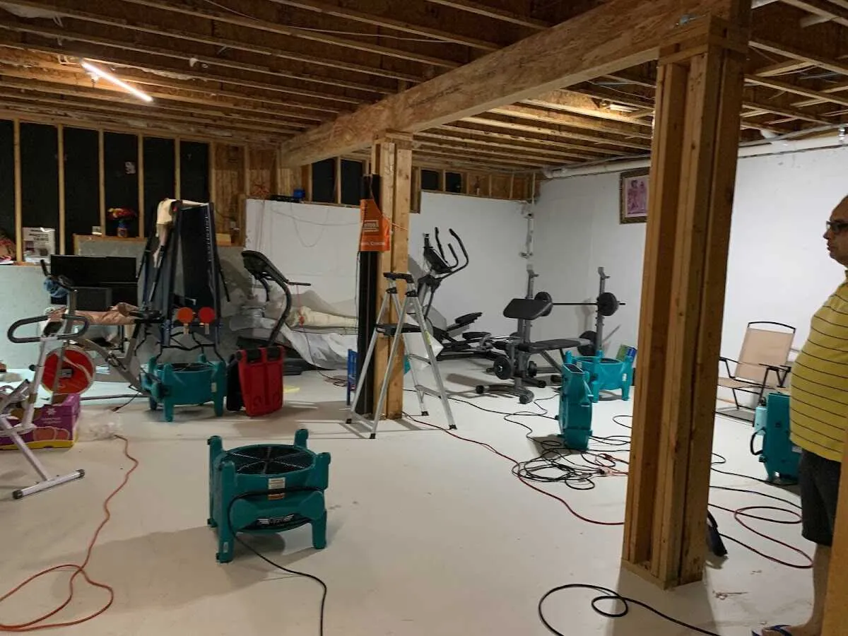 Basement drying equipment setup for Contents Cleaning & Restoration in Sugar Grove